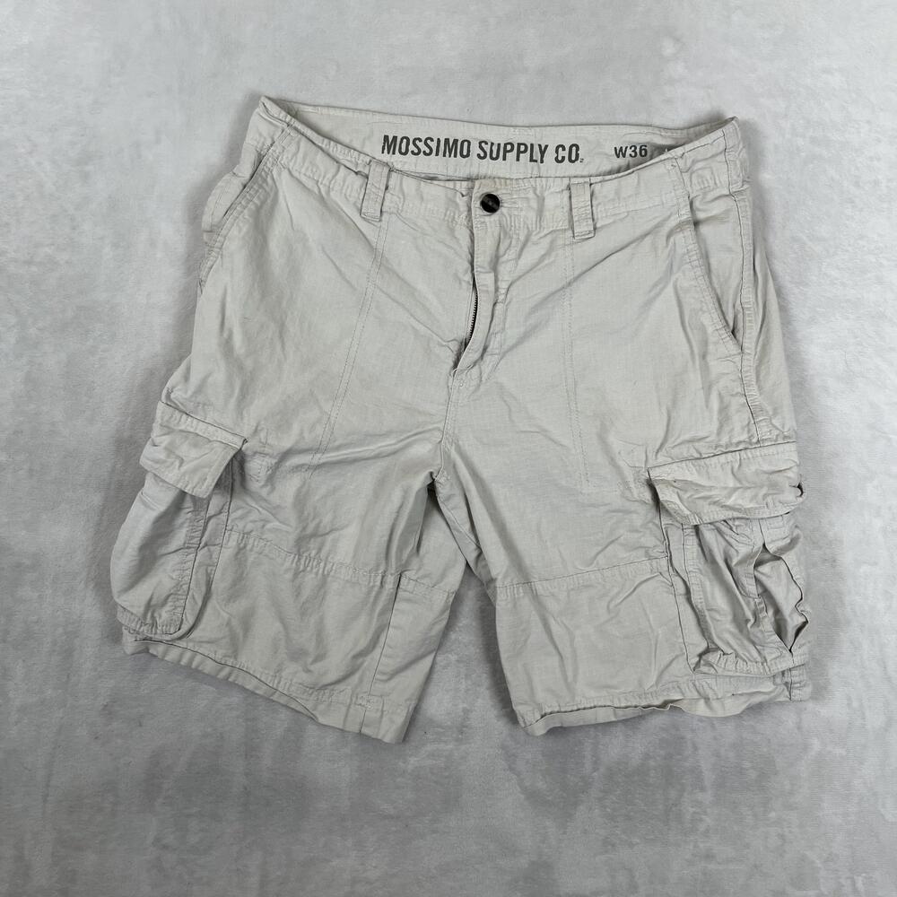 Vintage Mossimo Supply Co Cargo Shorts Mens 36 Beige 10 Inseam Utility Ripstop